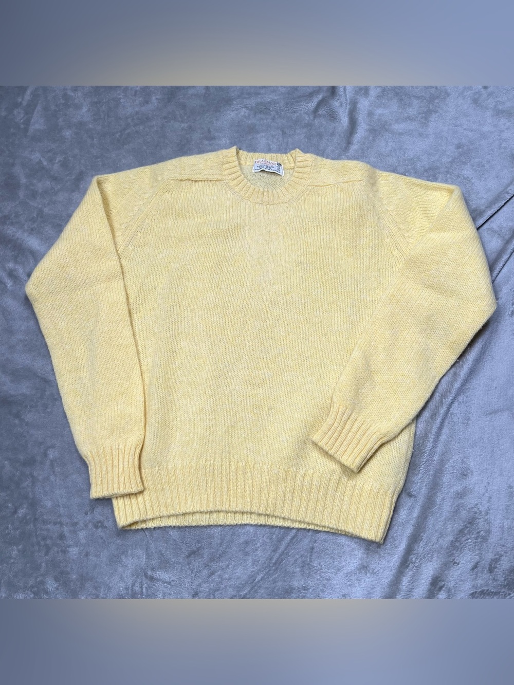 Vintage 90s Braemar Wool Sweater Womens sz 40 (M) Yellow Scottish Shetland
